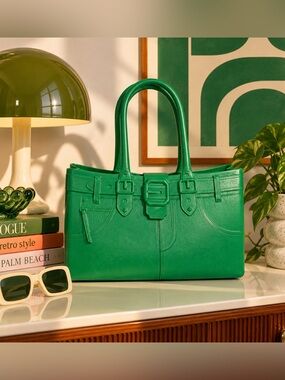 Great Bag Co Robert Verdi Green Fashion Flex Tote Bag Large Structured Purse